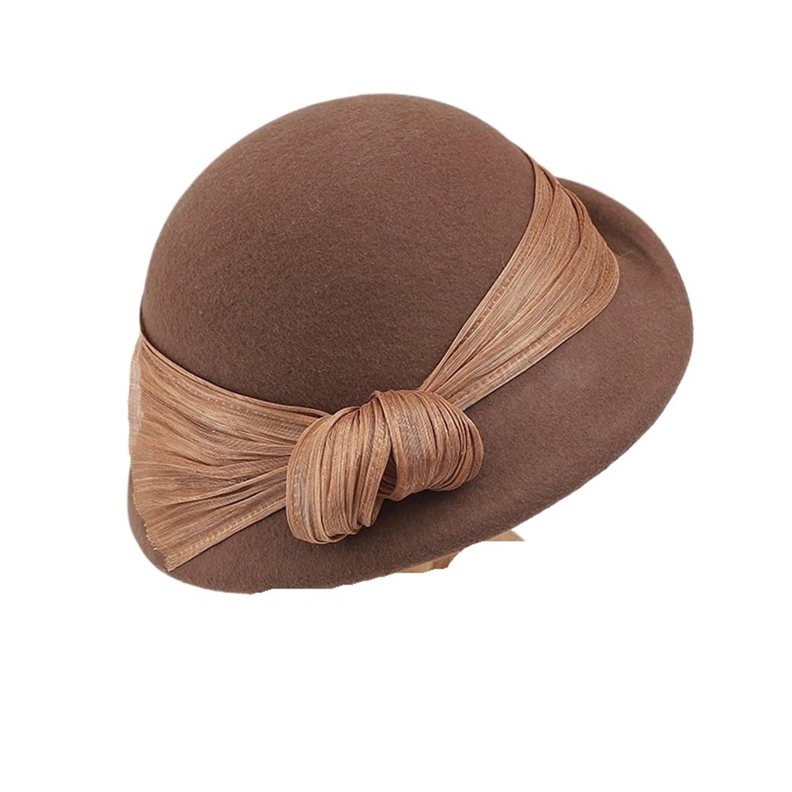 Cappello A Cloche Da Donna Berretto in lana da donna Autunno Inverno Cappello cloche con fiocco retrò Per Donna