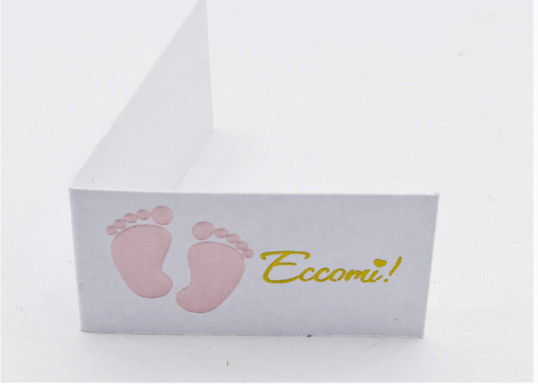Le Gemme di Venezia 200 Bigliettini Bomboniera Piedino Rosa Battesimo Nascita Primo Compleanno Stampa Personalizzata in Omaggio