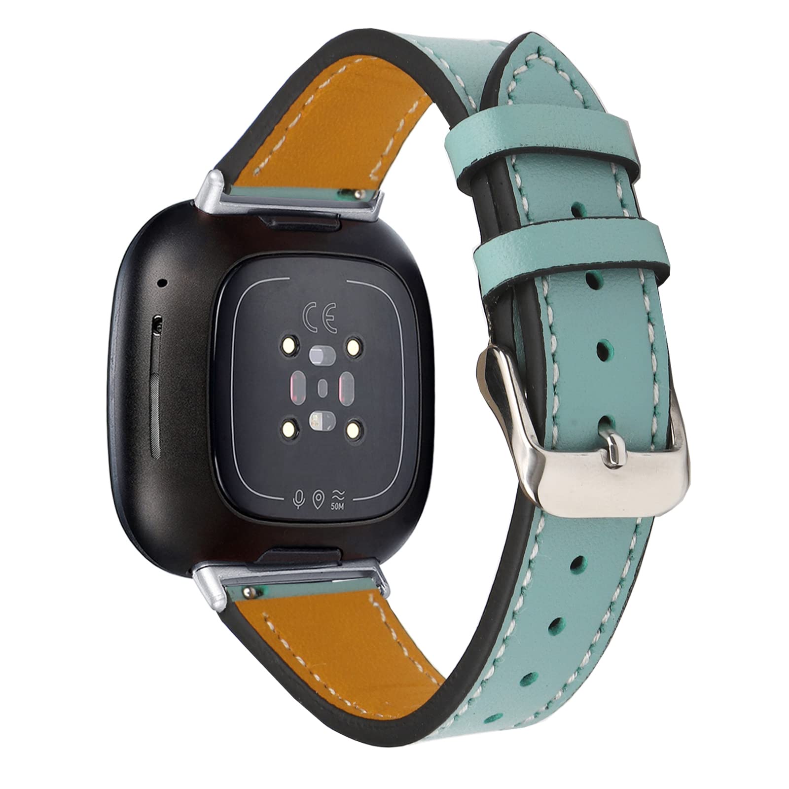 Mtozon Leather Bands Compatible with Fitbit Sense 2/Sense/Versa 4/Versa 3, Replacement Genuine Leather Straps for Women Men