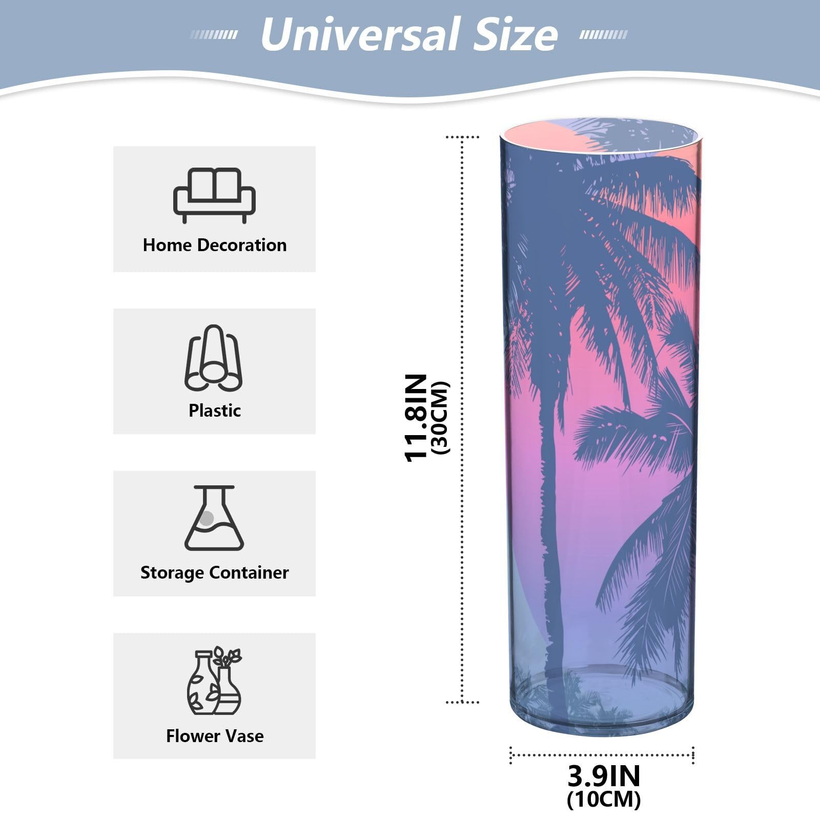 Amazon.co.jp: SUKAU 花瓶 割れない おしゃれ ハワイ 熱帯風 風景 透明