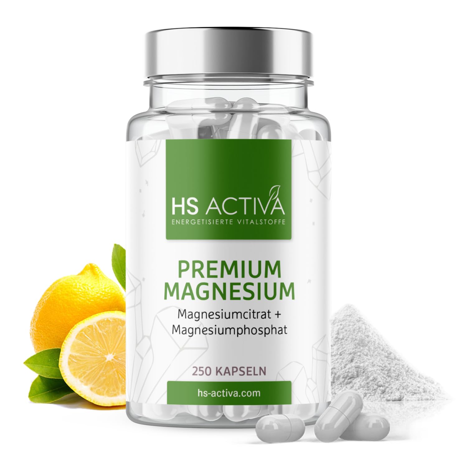 HS Activa Premium Magnesium 250 Kapseln I Magnesiumcitrat & Magnesiumohosphoricum I Keine Zusatzstoffe | Vegan & Made in Germany