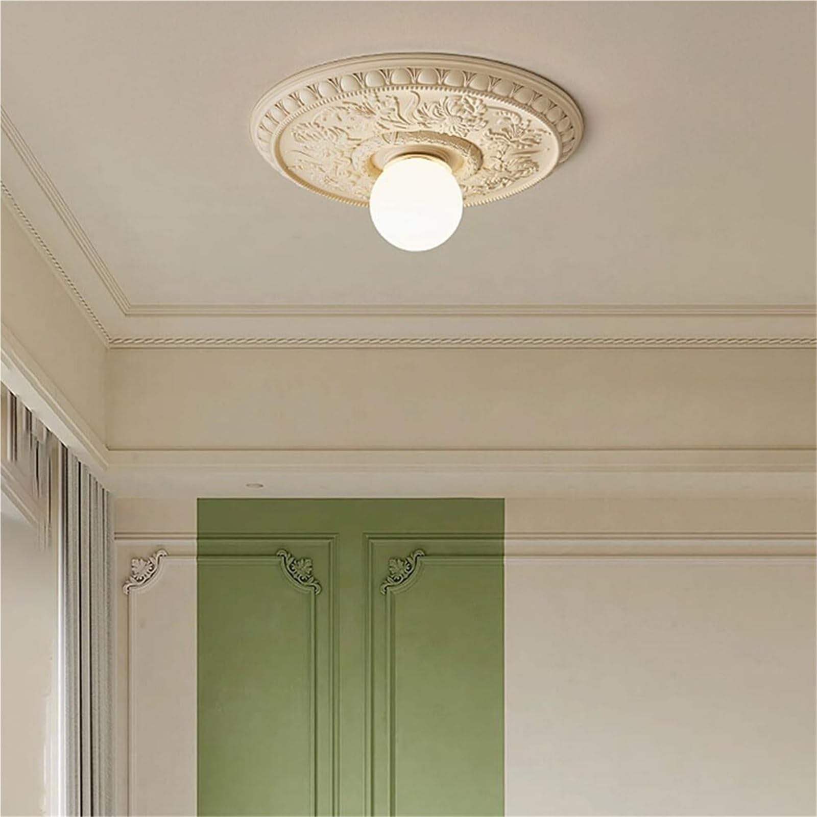 Französische Retro-Deckenlampe, Eingebettete Lampe Mit G9-Sockel, Flur-Ganglampe, Kreative Persönlichkeit, Schlafzimmer-Garderobenlampe, Kreative Harz-Lampenschirm-Studienlampe(Milk coffeeB)