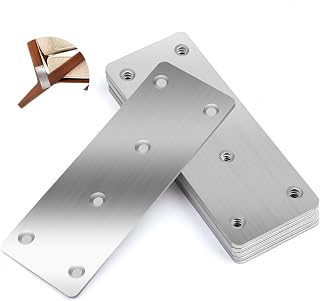 10 Stück Flachverbinder Edelstahl, 130 x 48 x 2 mm Holzverbinder (Silber) | Lochplatte Verbindungsplatte für Reparatur Befestigung Holz und Möbel