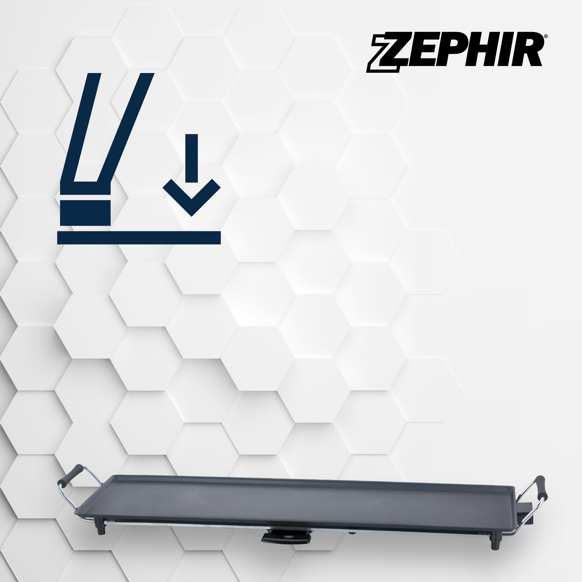 Zephir Griglia Teppanyaki Elettrica 2000W, Ampia Superficie Di Cottura, Termostato Regolabile E Amovibile, Maniglie Termoisolanti, Piedini Antiscivolo