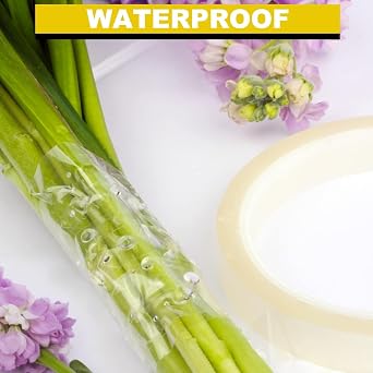 2Packs Clear Floral Tape - 1/2 inches Wide Floral Vase Tape, Clear Waterproof Floral Tape for Fresh Flower Bouquets and Flower Arrangements Crafts (0.5inch*2Packs), 0.5inch*2Pack
