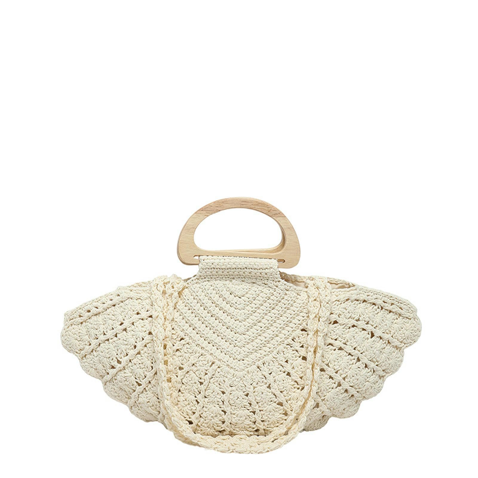 Damen Handtasche Modische Handgewebte Tasche, Personalisierte Tragbare Muscheltasche, Gehäkelte Fächerförmige Umhängetasche, Strandtasche Im Urlaubsstil-braun