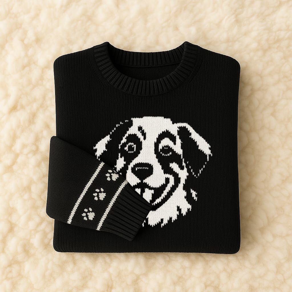 Custom Dog Knit Sweater for Women Personalized Pet Paw Print Pullover Dog Mom Gift Christmas for Pet Lovers - Image 7