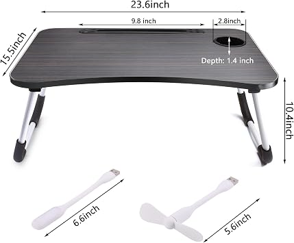 Slendor Foldable Lap Desk with Cup Holder for Bed, Couch, Floor