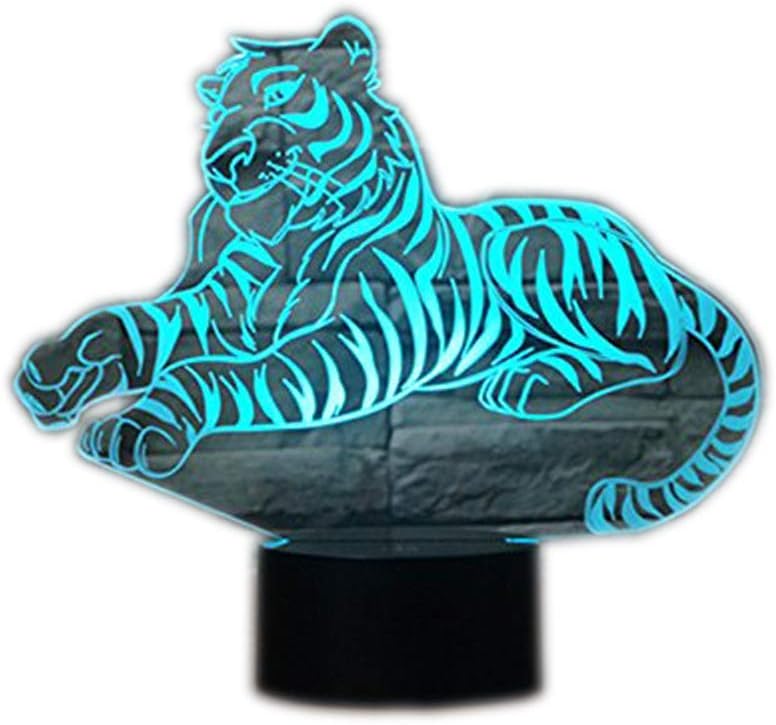 3D Led Illusion Table Lamp 7 Colors Change Night Light for Bedroom Home Decoration Wedding Birthday Christmas and Valentine Gift Artistic and Romantic Atmosphere(Tiger)