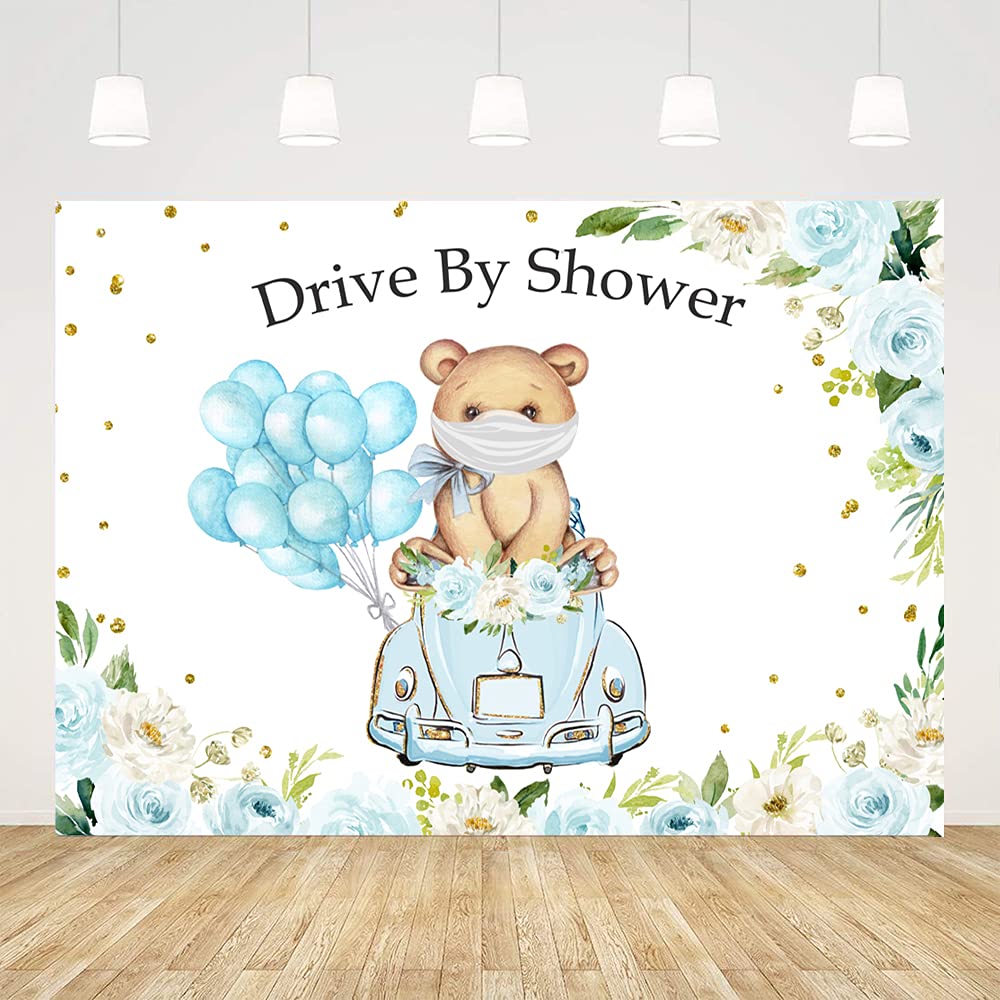 Buy Ticuenicoa Drive by Baby Shower Backdrop Blue Balloons Car Through