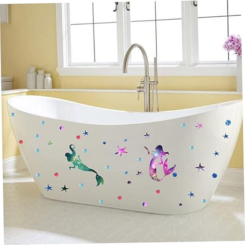 Miniatura 9 de 2 hojas mural de pared reflectantes en forma de sirena pegatinas decoración de pared de baño calcomanías de pared mariposas decorativas para pared