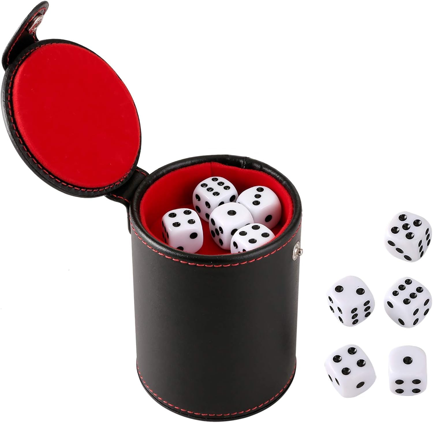 GWHOLE Leather Dice Cup, Dice Games Shaker Cup with Lid, Bar Liar Dice Rolling Set Cup Storage Box Tray for Yahtzee Farkle Backgammon Bar Birthday