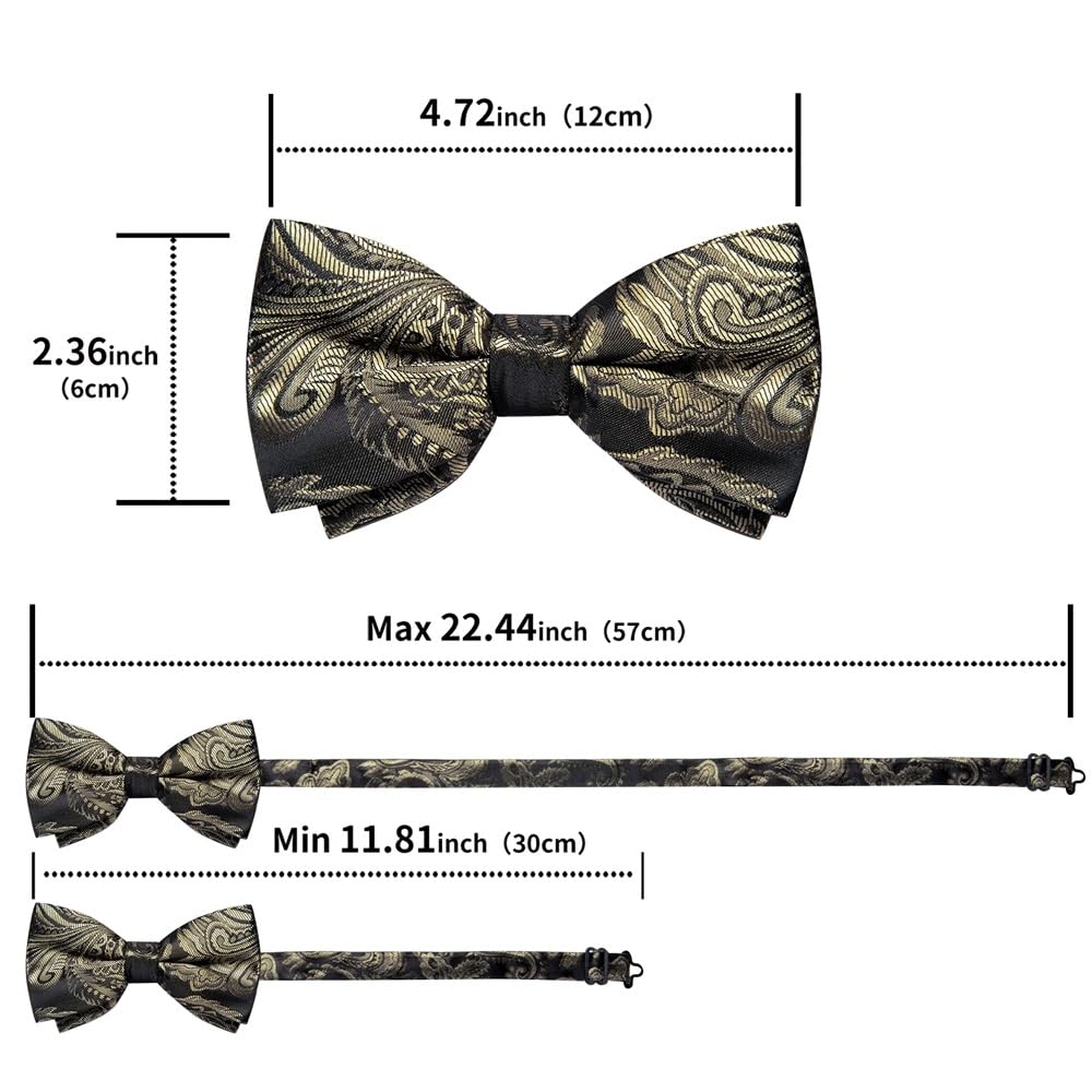 JFDBGU Pre-tied Bow Ties Adjustable Paisley Bowtie Shirt Decor Wedding Business Party Knots Men Cufflink