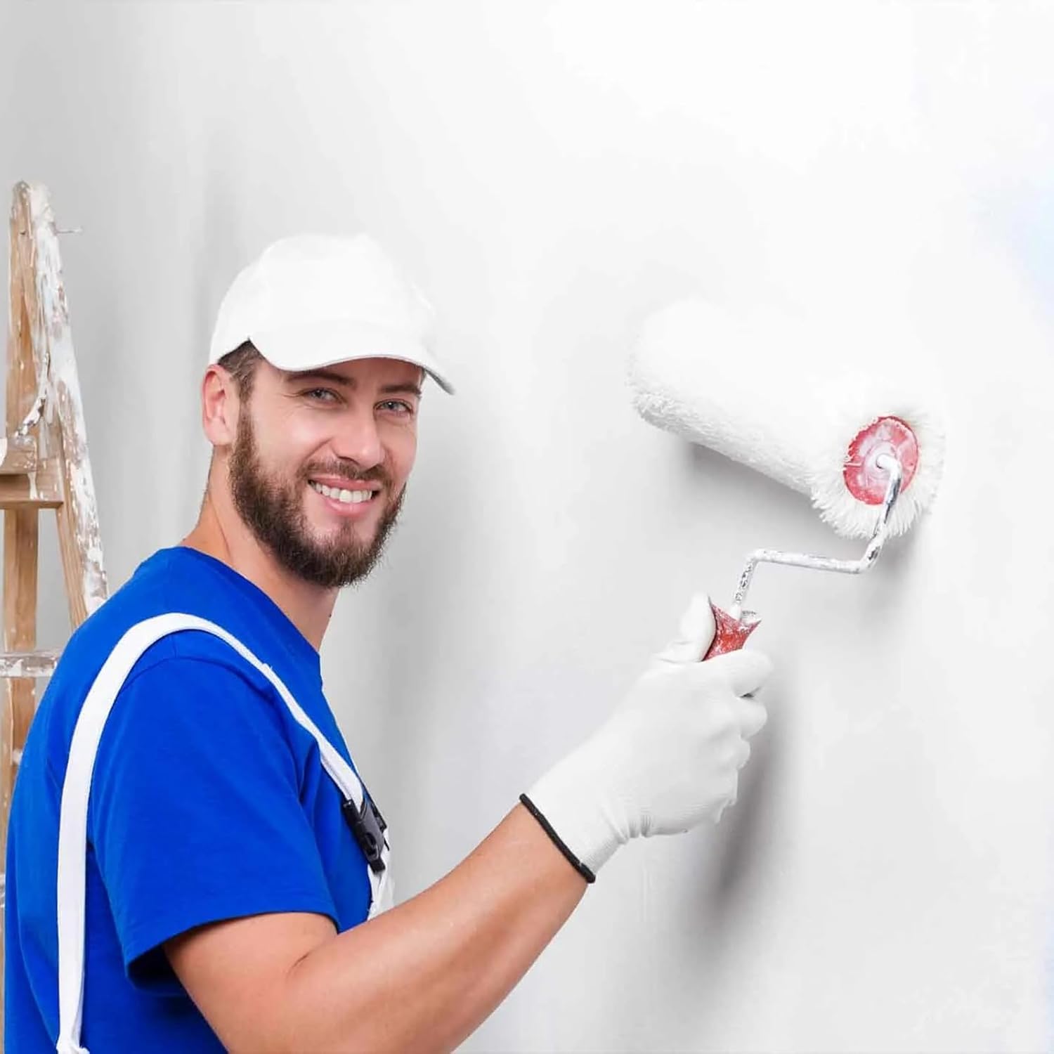 24 cubiertas de rodillo de pintura de poliéster de 9 x 3/8 pulgadas para rodillo de pintura para pintar paredes, techos, suministros de pintura para el hogar (blanco, amarillo)