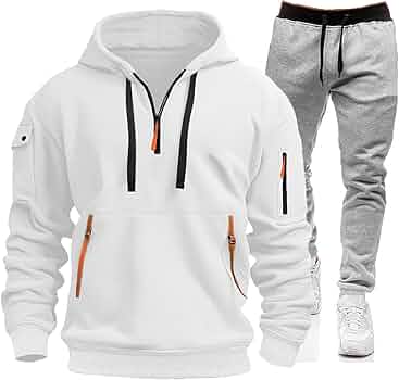 Survêtement Homme Ensemble Jogging Sweat À Capuche Bloc De Couleurs Survêtement Manches Longues Veste Et Pantalon Casual 2 Pièces Survêtement De