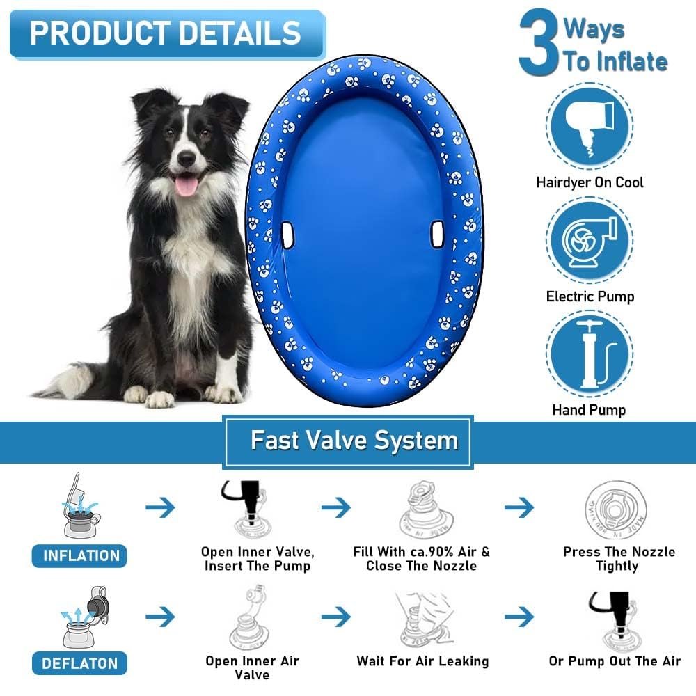 Salvagente Gonfiabile per Cani, Tessuto Oxford Antigraffio, Antiscivolo e Senza BPA, Portatile Salvagente per Animali Domestici, Perfetto per Spiagge, Piscine e Laghi in Estate