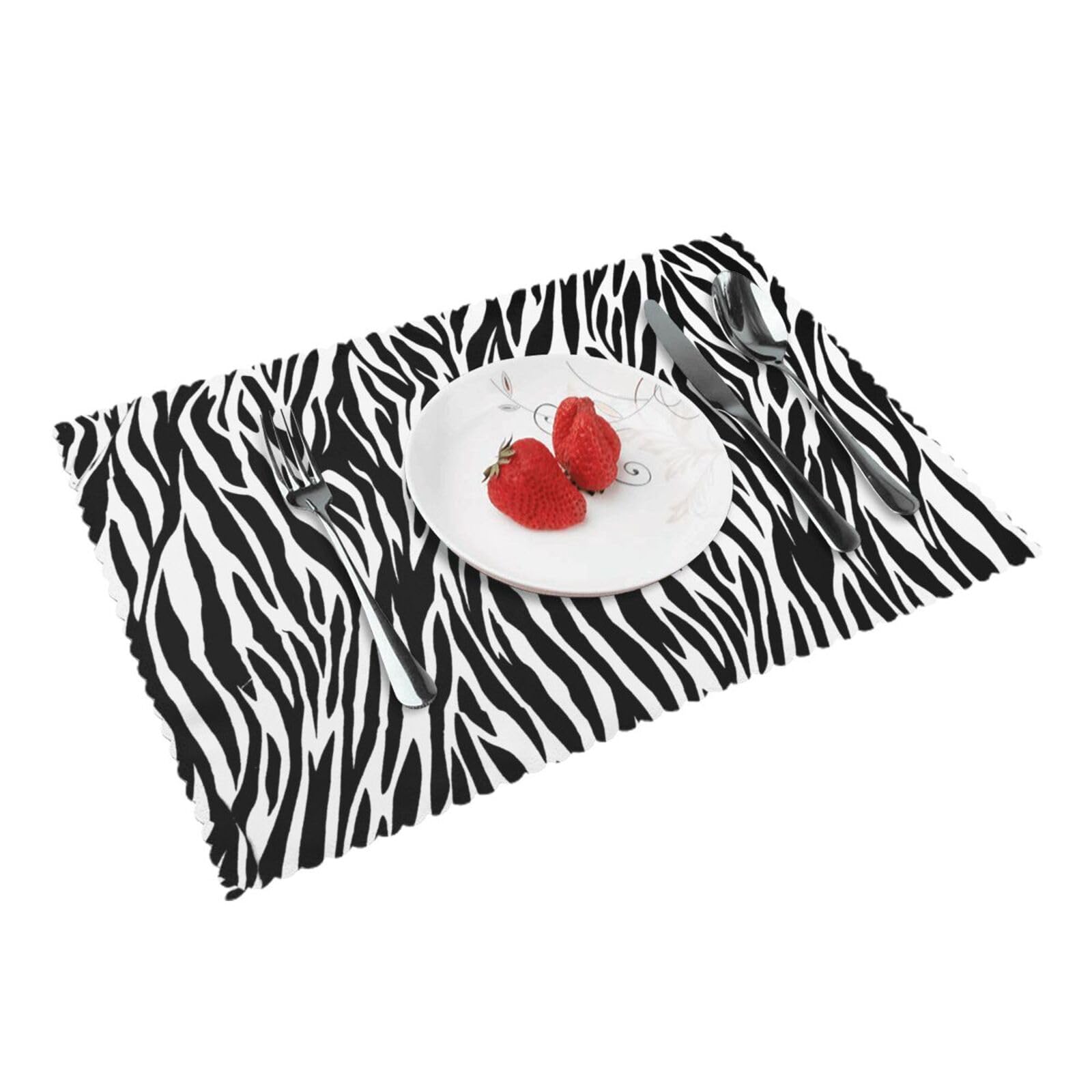 Bnvsadc Zebra Print 4 Pcs Heat Resistant Placemat 45X30 Cm, Printed Non-Slip Place Mats For Kitchen Dining Table Indoor Outdoor