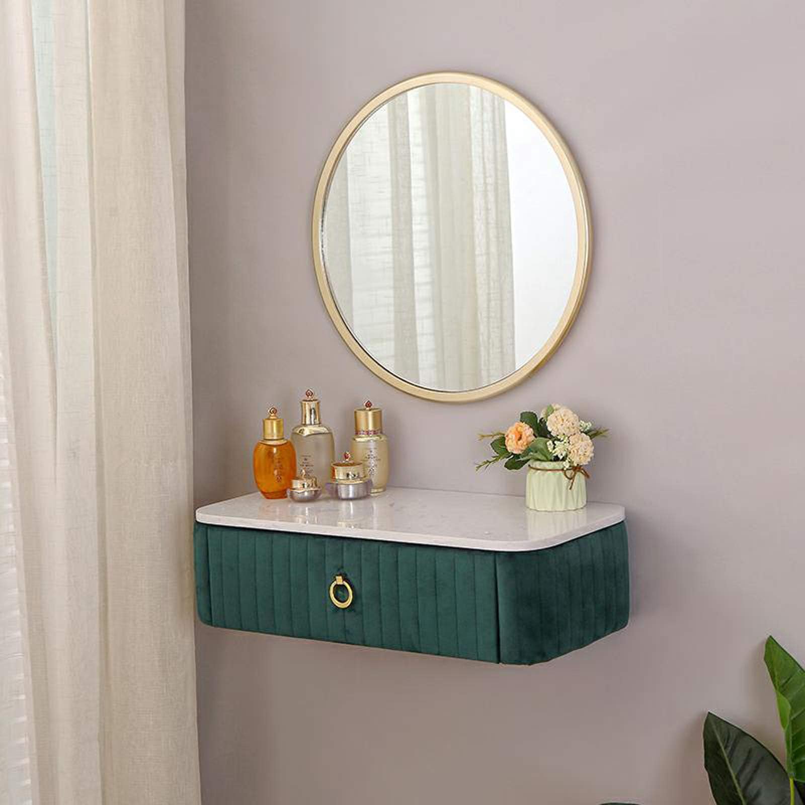 Dressing Table Makeup Table Wall Shelf Floating Shelf Cosmetic Jewelry Organize Storage Cabinet with Drawer Bedroom Bedside Cabinet Hanging Wall Cabinet