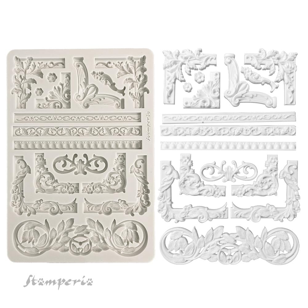 Stamperia - Big Silicon Mould A4 for Scrapbooking, Bullet Journals and More, Non-Stick Surface, Suitable for Air-Dry Clay, Resin and More, Perfect for Crafts and Gifting (Art Stories, Frames)