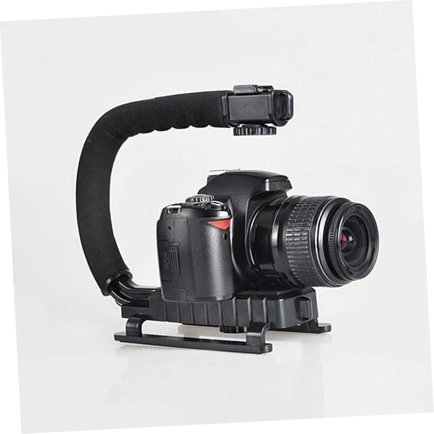 Stabilizzatore per Fotocamera C e U, Supporto Portatile Nero | Impugnatura Manuale per Riprese a Bassa Angolazione, Viaggio, Plastica e Spugna
