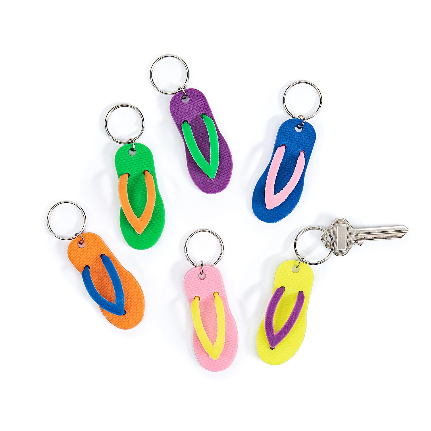 Fun Express - Flip Flop Key Chain Keychains Luau Beach Party Favors (12 Pieces)