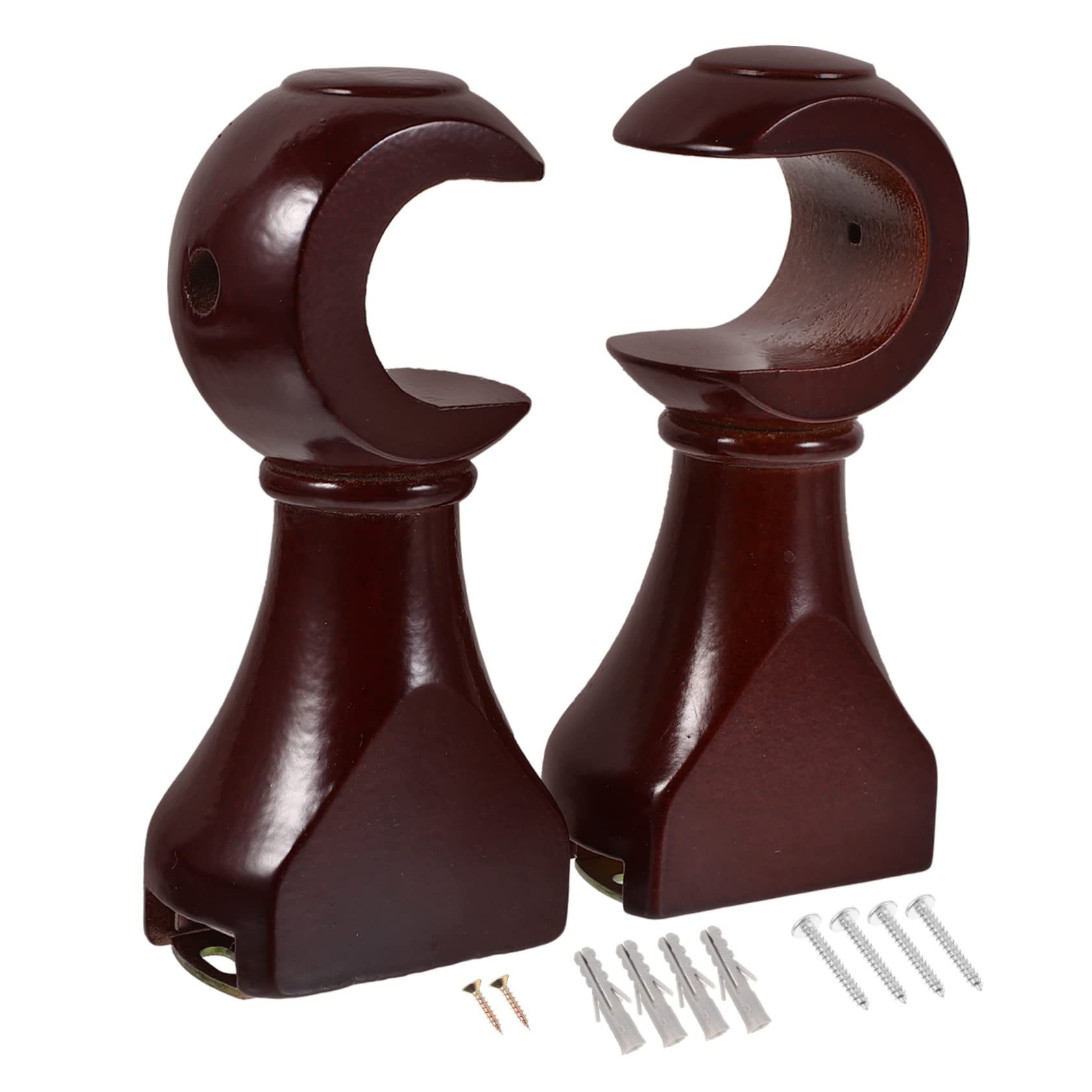 HOLIDYOYO 2pcs Curtain Rod Tray Brackets for Curtain Rods Clothes Hanger Stand Drapery Rod Bracket Replacement Curtain Rod Hooks Wood Rod Holder Heavy Duty Hooks Wooden Guide Track