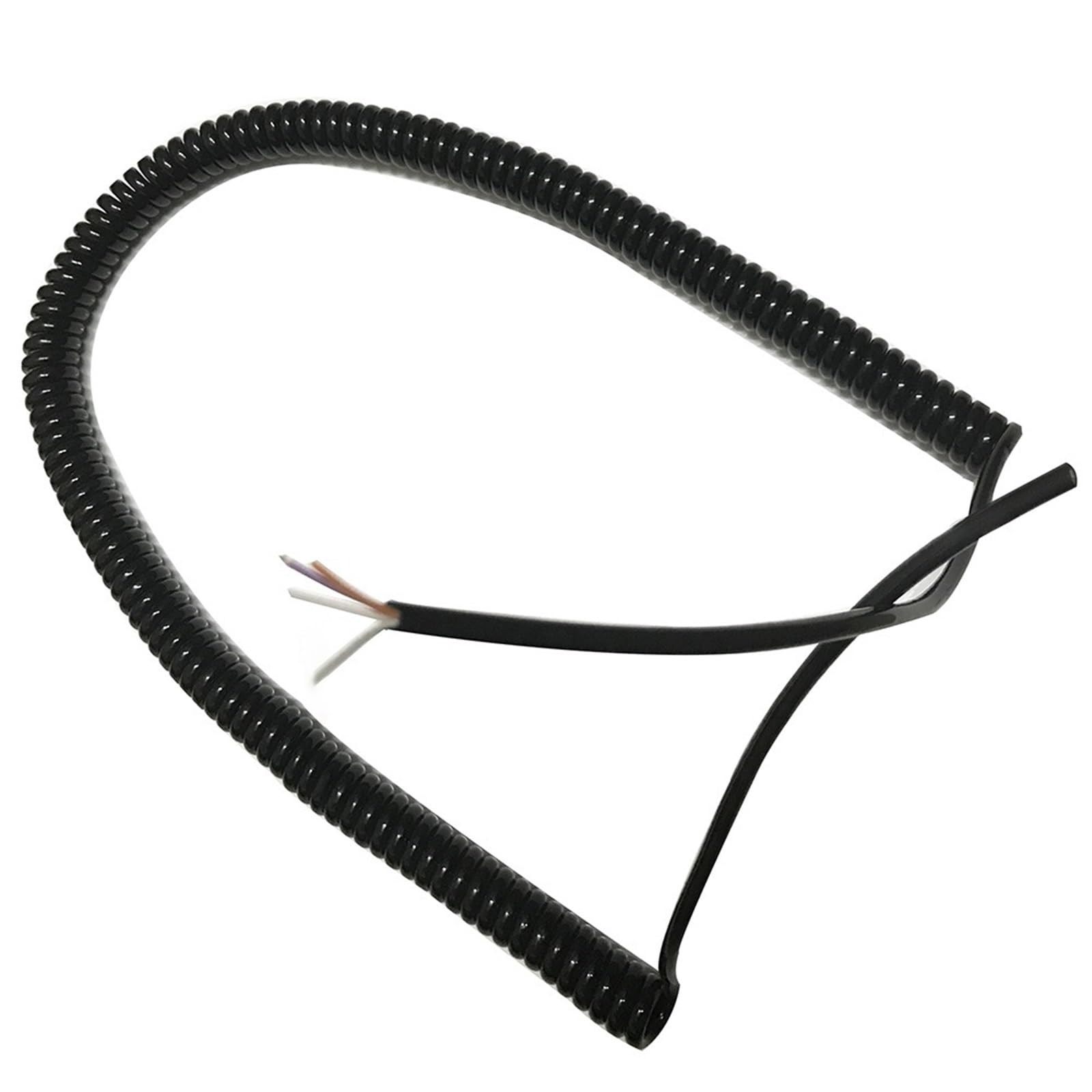 PULaif Spring Spiral Cable, 4 Core 224AWG 0.2mm Square Black Retractable Spiral Cord, 1-3 meters Stretch Length(Stretch 1 meter)