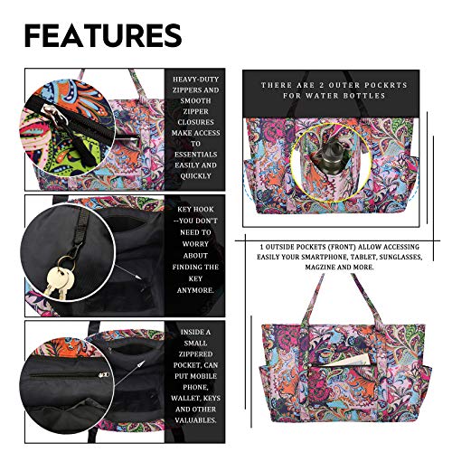 Image of Outrip Extra Large Beach Tote Bags for Family Waterproof Pool Bag for Women with Zipper