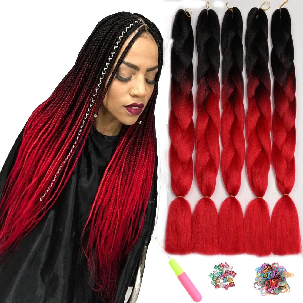 Extension De Cheveux Synthétiques Kanekalon Ombre 100g - 24 Tresses Jumbo Longues, Neuves étiquetées