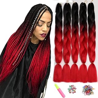 Showjarlly 5 Stücke Ombre Jumbo Braid Kunsthaar 24 Zoll 100g Kanekalon Haar Flechten Extensions Für Crochet Twist Flechten...