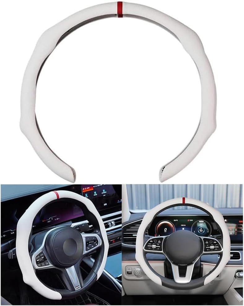 Osilly Car Steering Wheel Cover, 15 Inch Leather Non Slip Vehicle Steering Wheel Cover Protector, Comfortable Automotive Interior Protection Accessories, Universal for SUV Sedan Truck(Black)