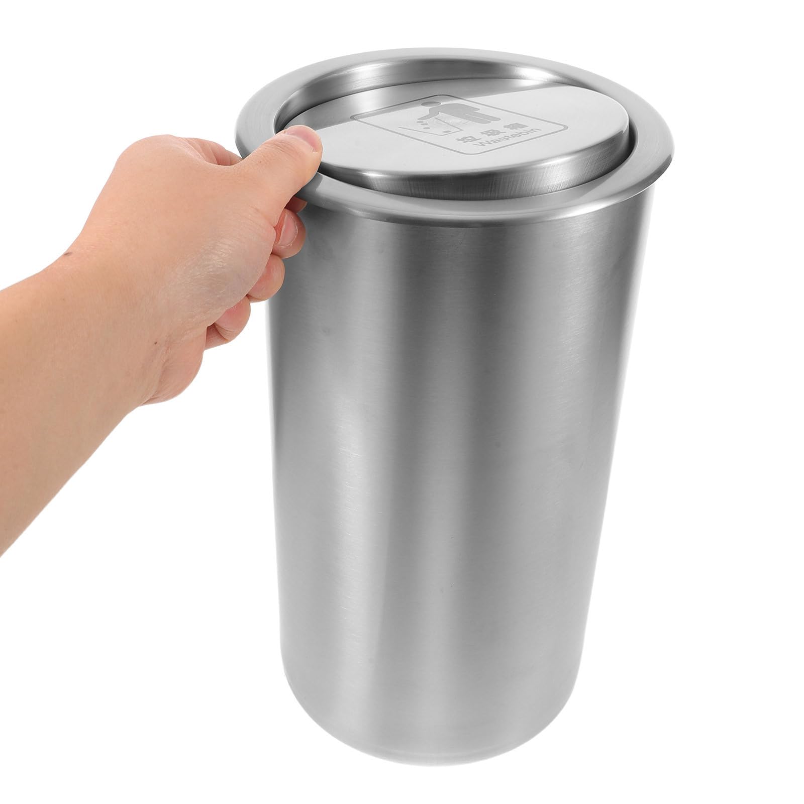 Cubo de Basura Empotrable de Acero Inoxidable Tapa Abatible Higiénica para Encimera, Diseño Moderno y Fácil Mantenimiento en Restaurante y Cocina