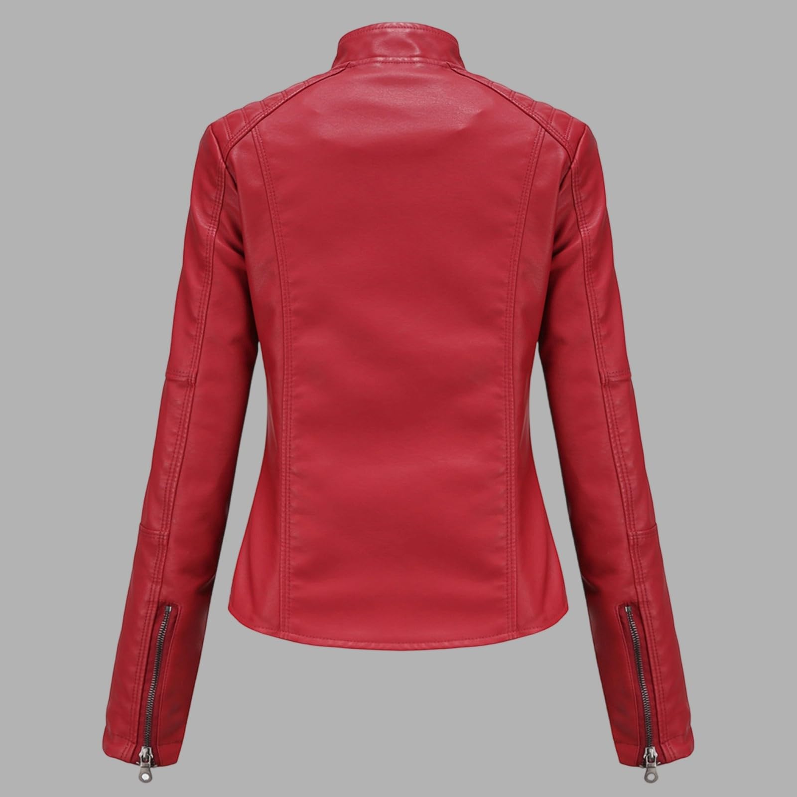 Generisch Jacke Frühling Damen, Lederjacke Kurze Kunstlederjacke Oversize Leather Jacket Woman Übergangsjacke Leichte Bikerjacke Kunstleder Lederimitat Jacke Frühling Leder Jacken Damenjacke Motorrad