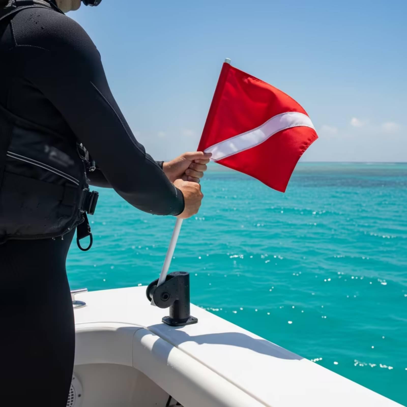 Colcolo Signalboje Aufblasbar Tauchen Boje Marker Warnboje mit Stange Flagge Kontraststarke Warnfarben für Schnelle Wahrnehmung Einfache Befestigung für Seen Meeresküste Fluss