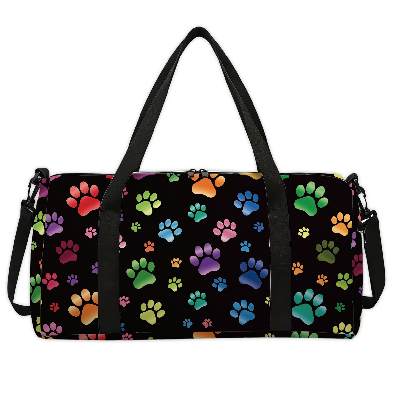 CONCHLERY Dog Paw Prints Sports Gym Bag Animal Paw Printed Duffel Bags Foldable Gym Bag for Men Women Travel Workout Fitness, 17.7x7.87x9.44inches