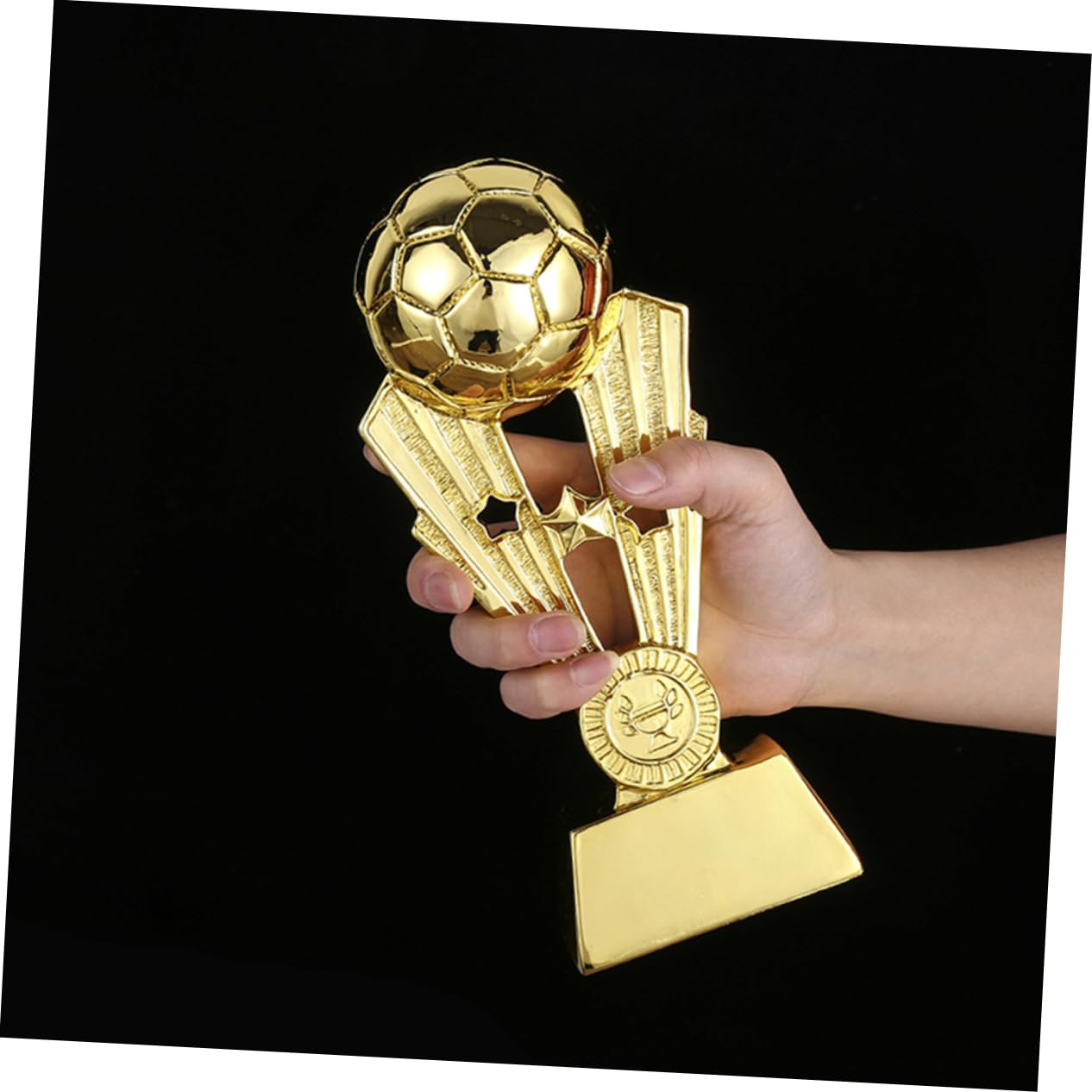 TOYANDONA Trofeo de Fútbol para Niños y Escuela, Copa de Premio de Resina Chapada Dorada, 24 Cm, Premio para Equipo Deportivo en Recreación Escolar y Fiesta