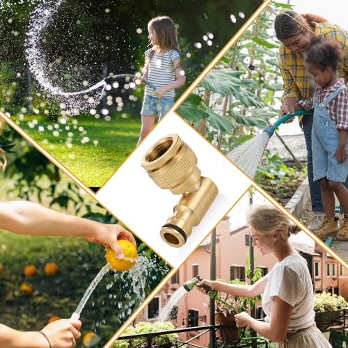 Zocipro 2Pcs Brass Angled Tap Connector, 2 in 1 Outside Tap Connector 1/2" & 3/4" - Image 2
