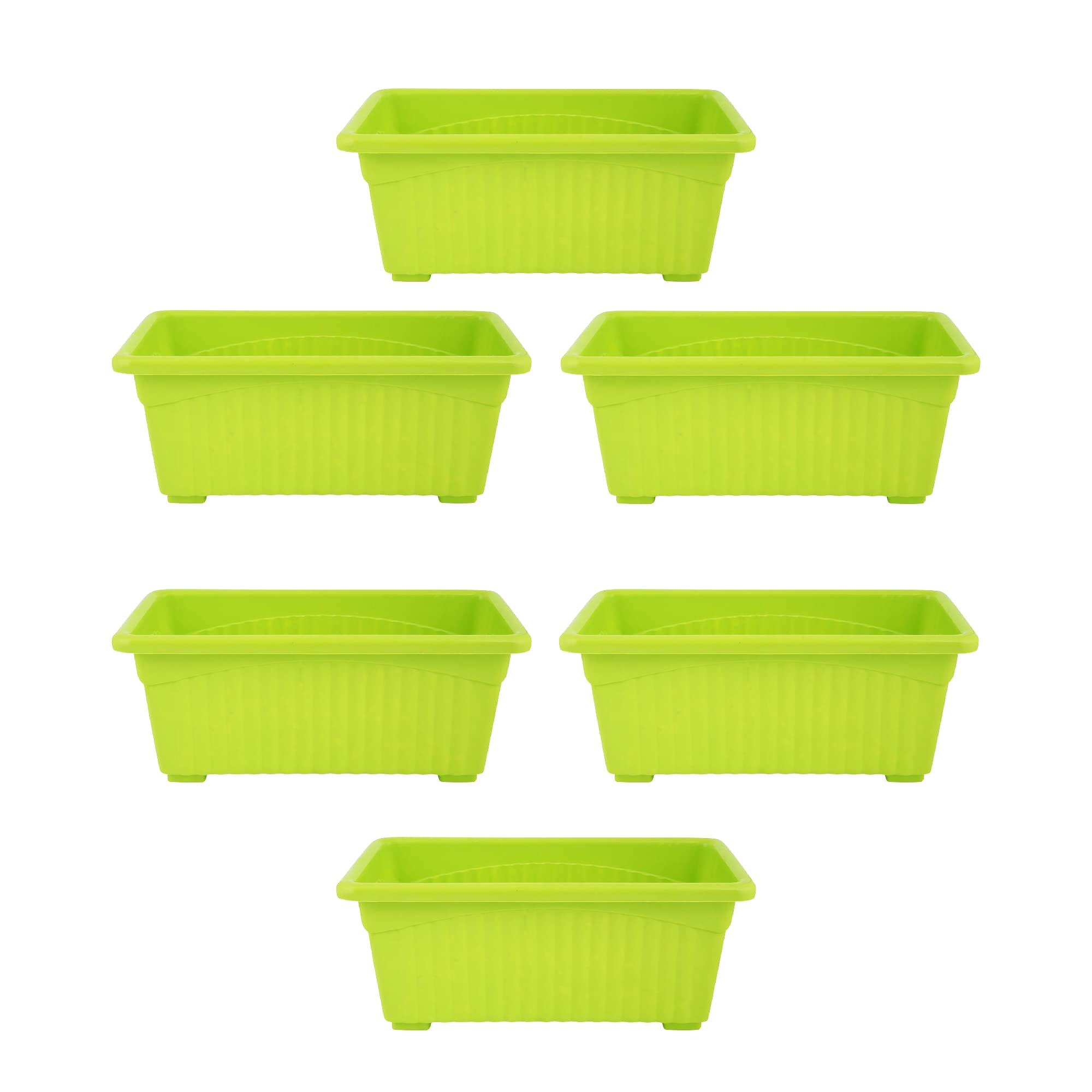 NAYRA Rectangular Shape Plastic Tub Planters/Flower Pots for Balcony, Garden, Home | Best for Flowers and Plants Green Color Planters (Set of 6) (B0BNYM37SS) Amazon Price History, Amazon Price Tracker