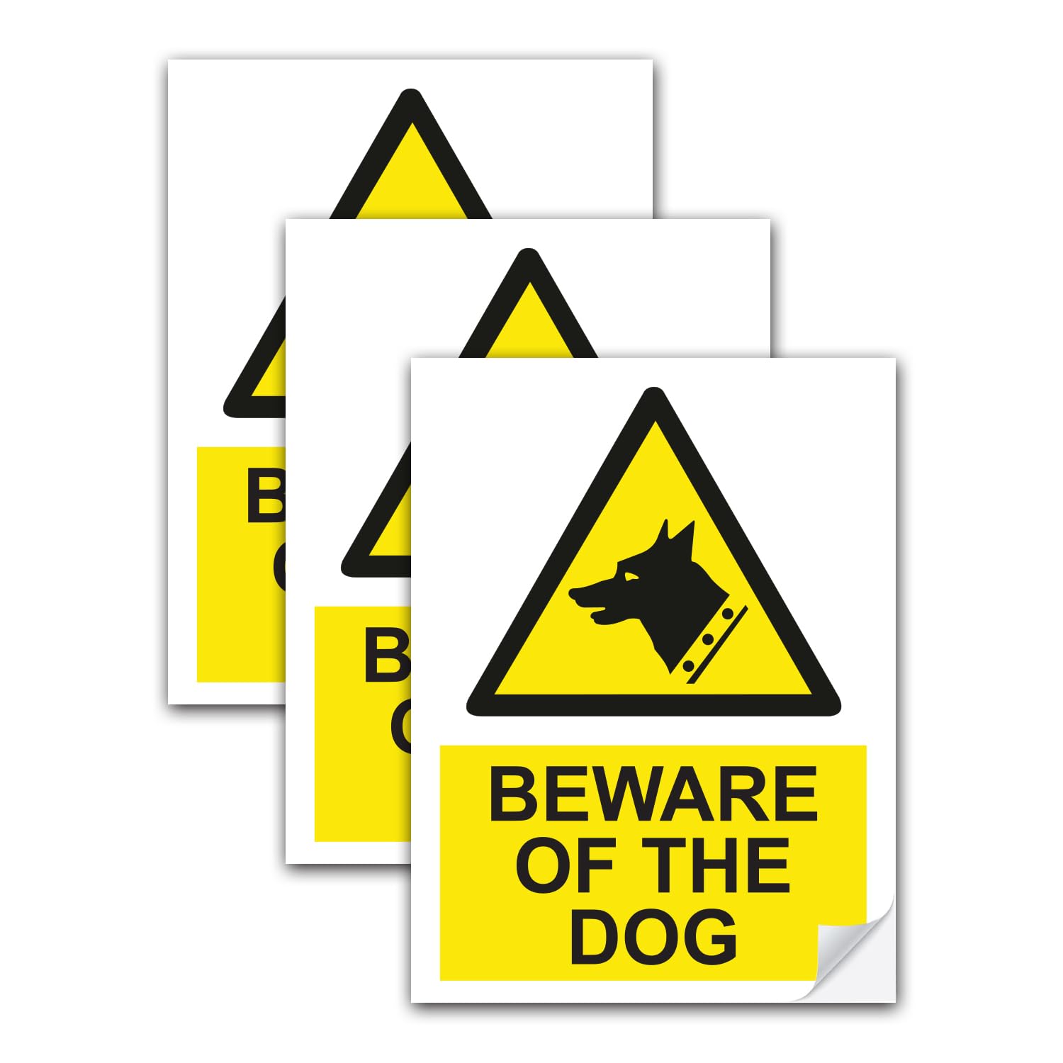 SAFESIGN (3 Pack) Beware Of The Dog Vinyl Sign Stickers 200 X 150mm