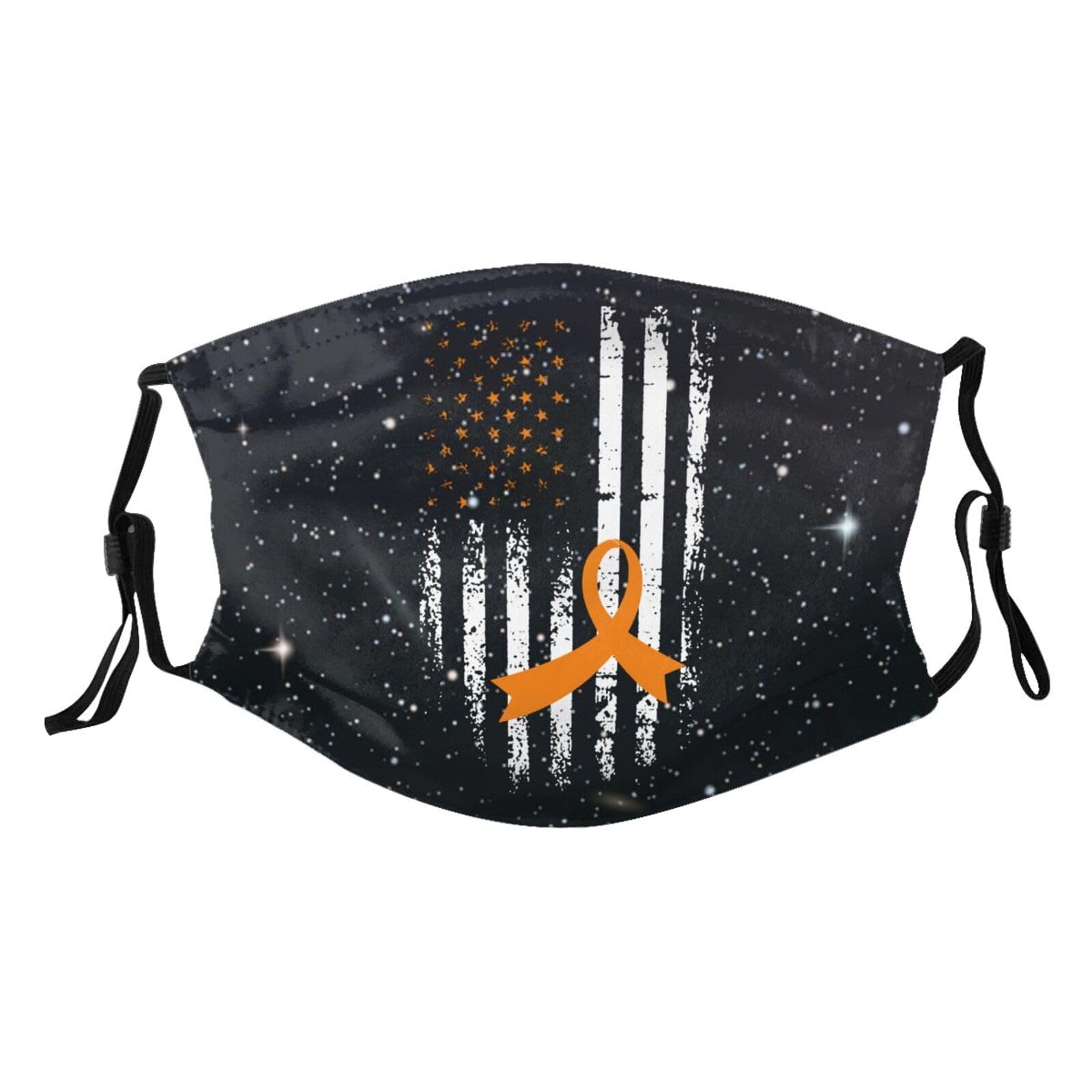 Leukemia Cancer Awareness America Flag Orange Ribbon Adult Dust Mask Adjustable Dust Face with 2 Filter24