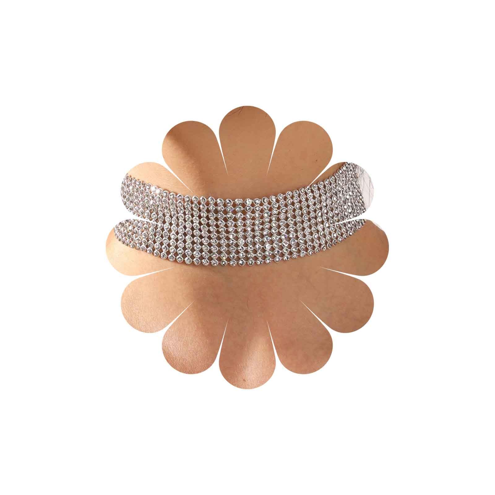 Cravatta con strass di cristallo lunga stretta cravatta collana costume partito gioielli accessori per donne ragazza partito costume, 3, Taglia