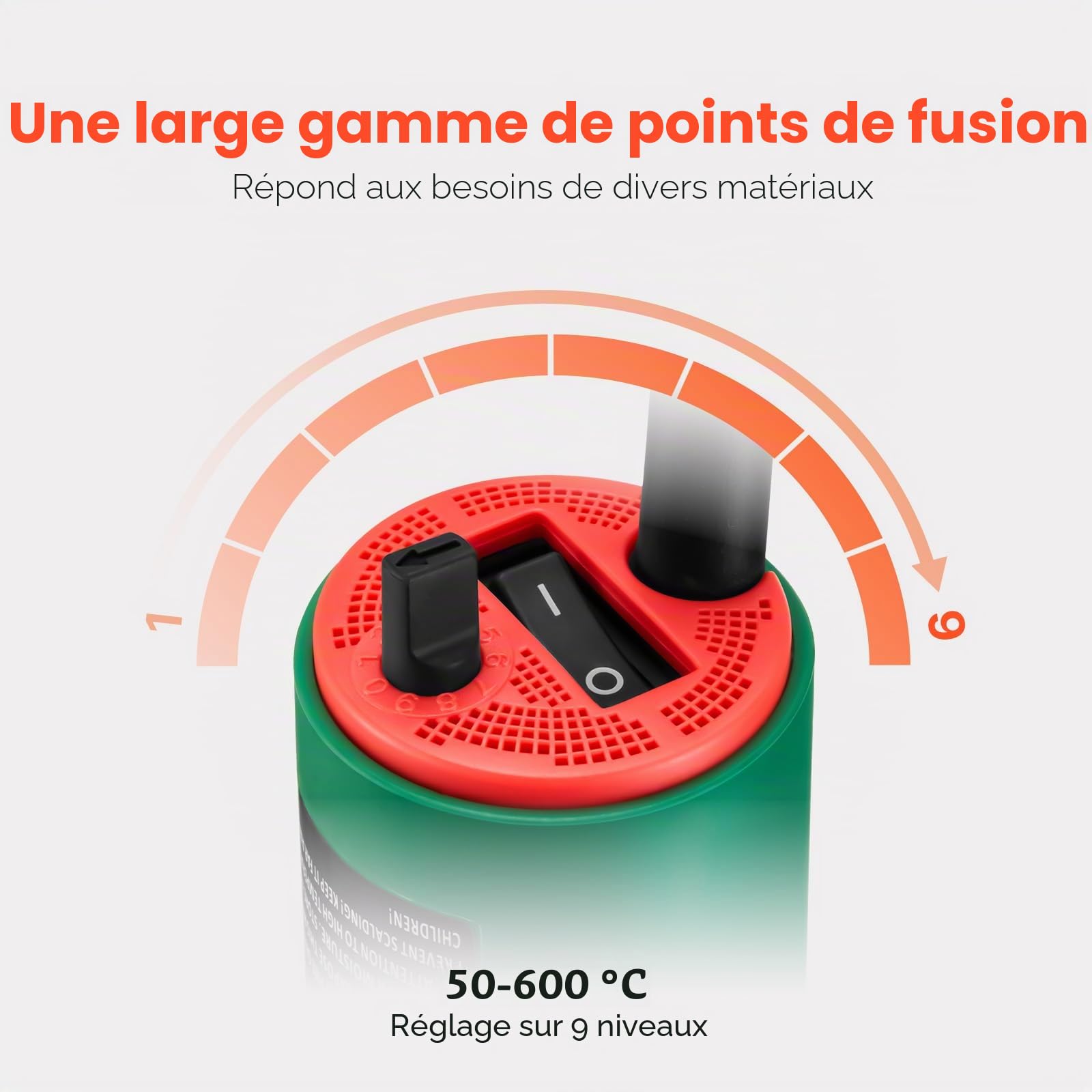 VEVOR Soudeur en plastique à air chaud, pistolet à air chaud de 1600 W, 50 à 600 °C en PVC TPO vinyle pour soudage de toiture en plastique avec 17 accessoires, boîte à outils, buse, rouleau, lames