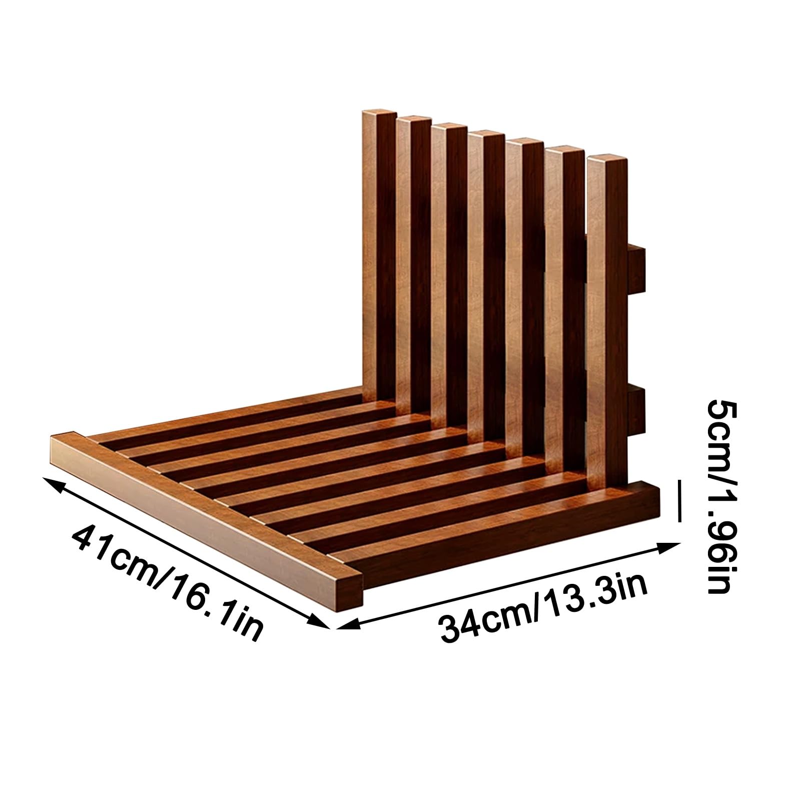 Silla Plegable de Pared Asiento de Ducha Plegable montado en la Pared, con Respaldo, Que Ahorra Espacio, para Sala de Sauna(Original Color)