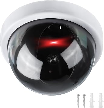 PATIKIL Fake Security Camera, Dummy Dome Cameras with Flashing Red LED Light & Screw for Indoor & Outdoor Home Business, White