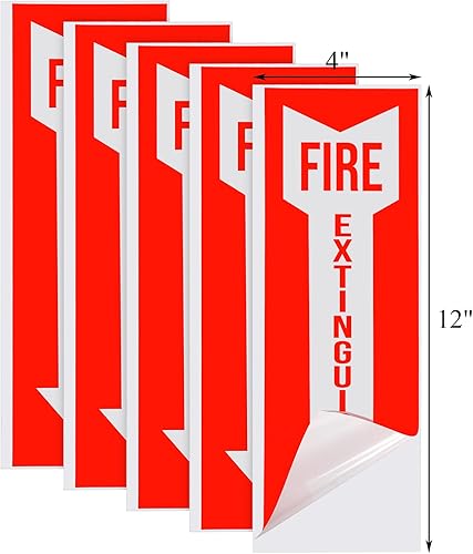 Miniatura 3 de Fasmov Paquete de 10 adhesivos para extintor de incendios en el interior, 5 x 4 pulgadas, rojo sobre blanco