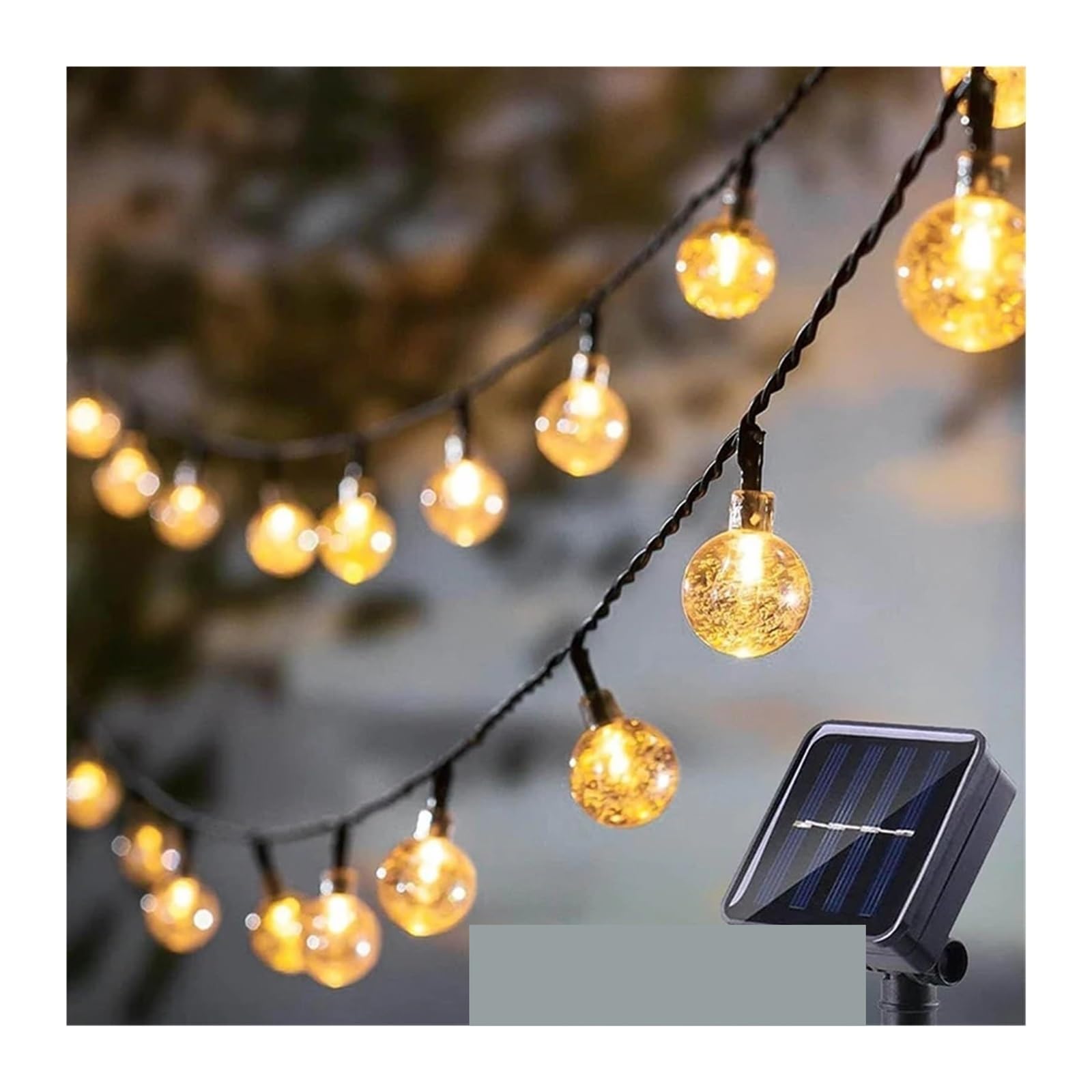Genérico Luces Decorativas solares for Exteriores, Luces solares con Bolas de Cristal, 8 Modos, Impermeables, adecuadas for decoración de Jardines y Fiestas(White,12M,Big(2.4))