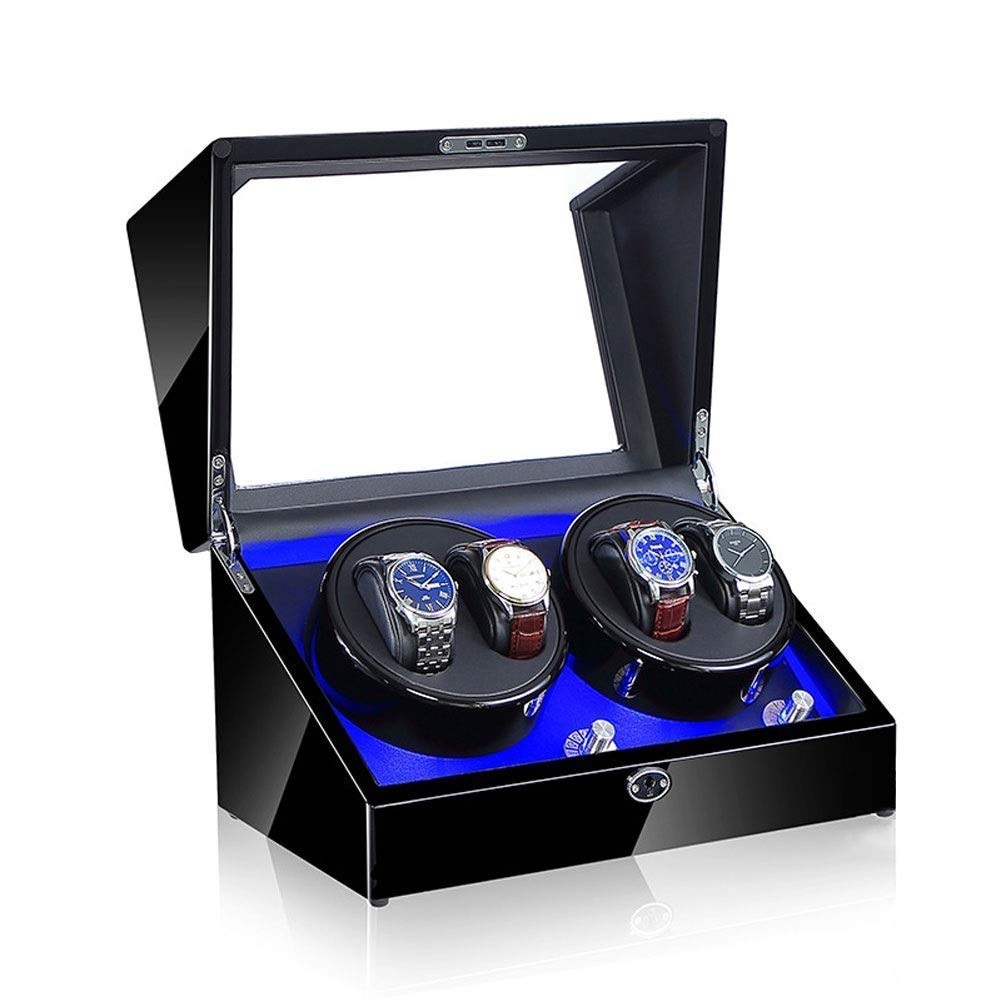 QUSYZD Watch Watch Winder Box 5 Rotation Modes Mute Motor 4 Watches Storage Display Case Box,