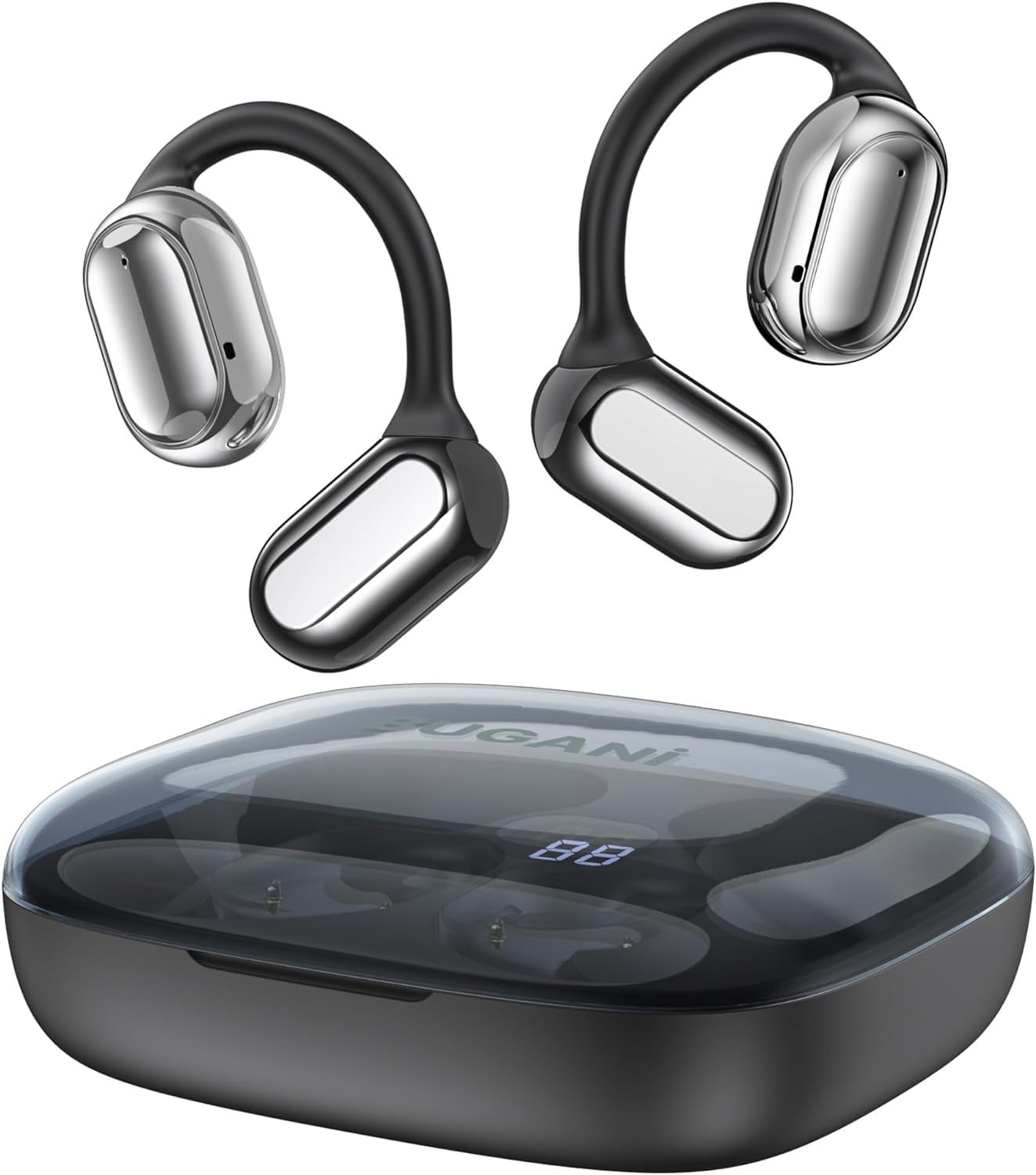BUGANIBluetooth Headphones, Wireless Open Ear Bluetooth 5.4, 30 Hours, Large 16.2 mm Drivers, Over Earbuds, Waterproof Sports Earphones for Outdoor