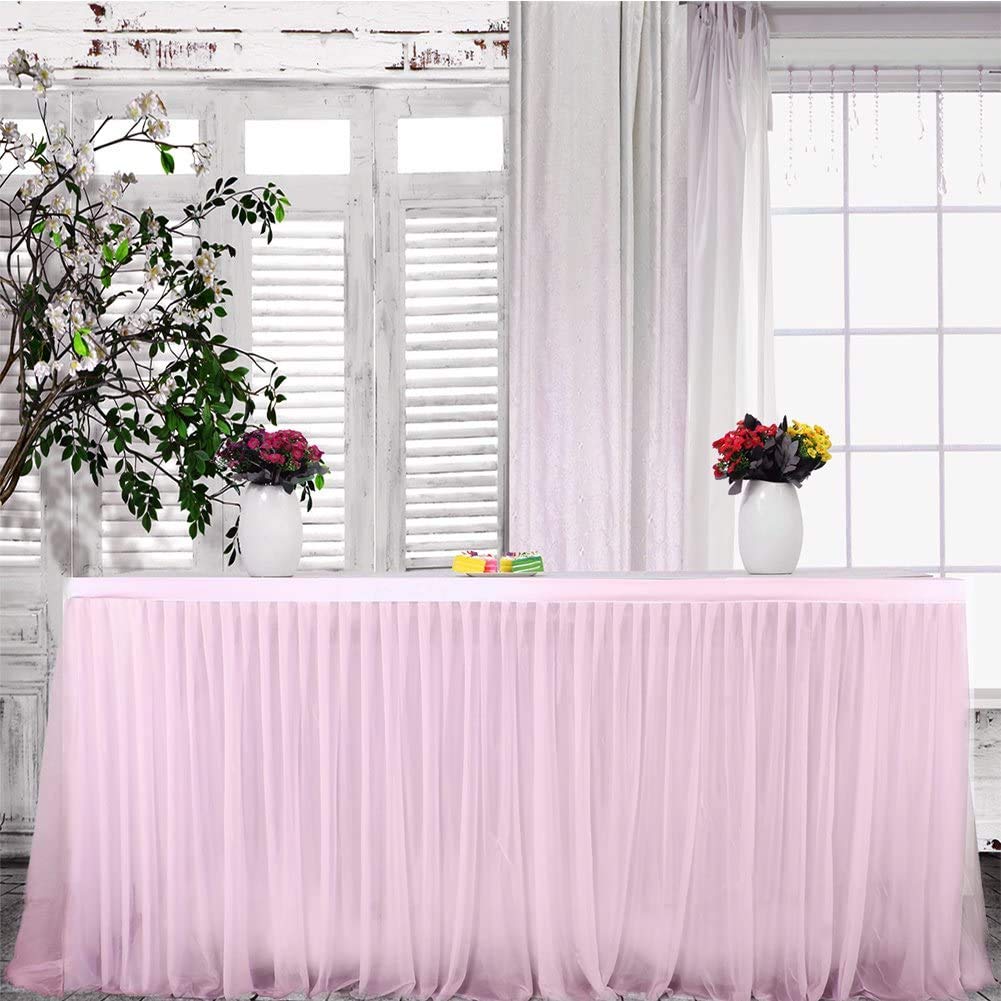 NSSONBEN Tulle Jupe de Table Colorées Tutu Jupe de Table Maille Moelleux Table de Plinthe pour la fête, Mariage fête d'anniversaire Douche de bébé décoration de la Maison L275cm*H77cm NSSONBEN Tulle Jupe de Table Colorées Tutu Jupe de Table Maille Moelleux Table de Plinthe pour la fête, Mariage fête d'anniversaire Douche de bébé décoration de la Maison L275cm*H77cm