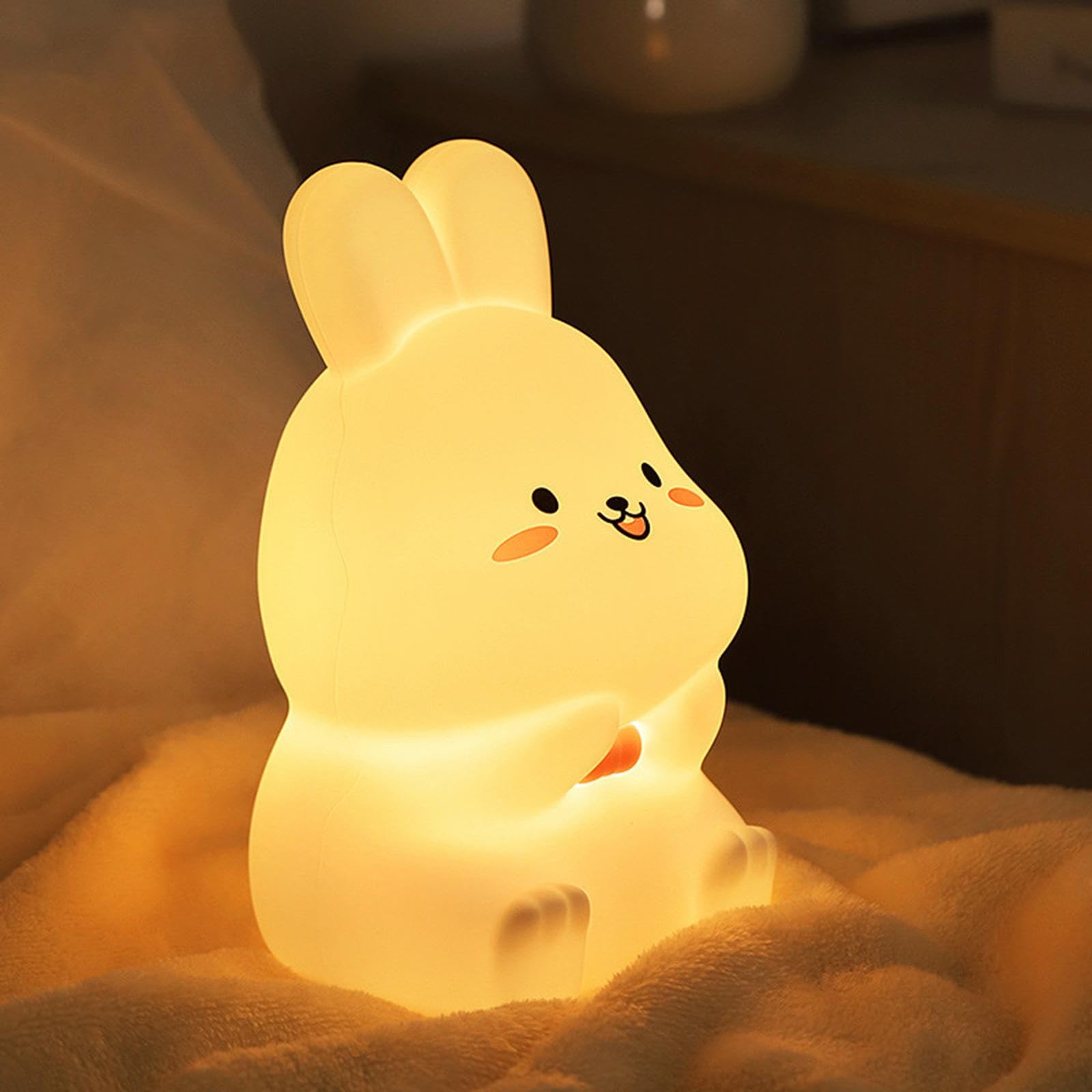 predolo Linda lámpara de luz de Noche para bebé, lámpara para niños, atenuador de Color de Conejo, lámpara Recargable de Silicona Suave para Regalo de